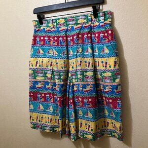 Vintage Susan Bristol Women's Multicolor Patterned High Waist Shorts Size 16